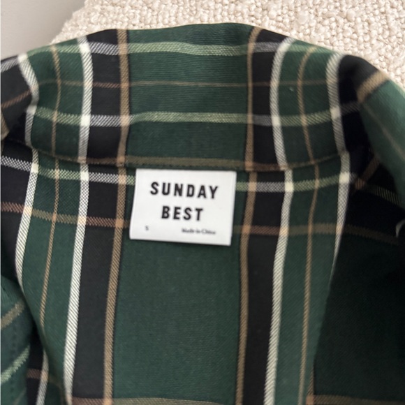 Aritzia Sunday Best Forest Green Plaid Cropped Shirt Size S - Picture 6 of 6